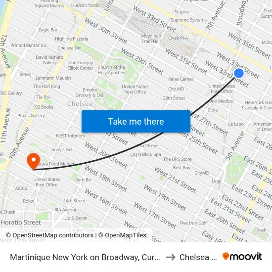 Martinique New York on Broadway, Curio Collection by Hilton to Chelsea Market map