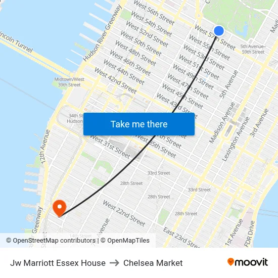 Jw Marriott Essex House to Chelsea Market map