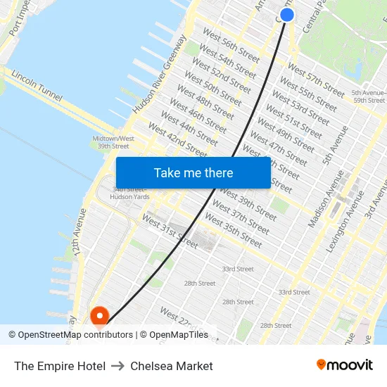 The Empire Hotel to Chelsea Market map