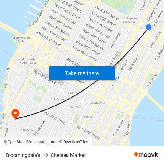 Bloomingdale's to Chelsea Market map