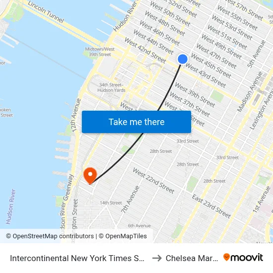 Intercontinental New York Times Square to Chelsea Market map