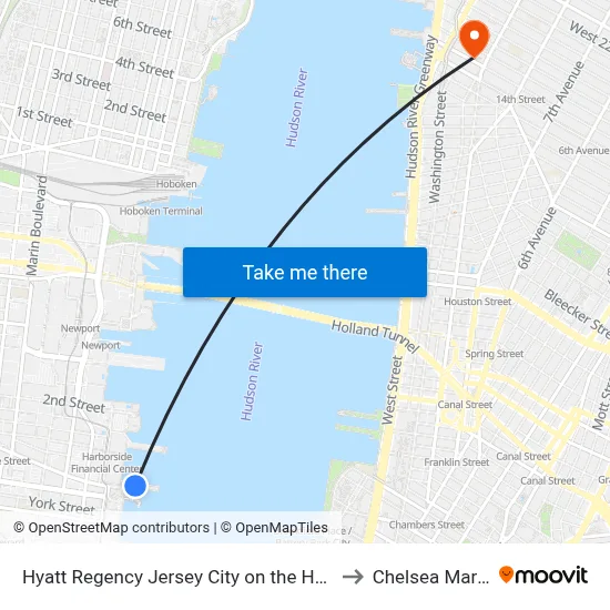 Hyatt Regency Jersey City on the Hudson to Chelsea Market map