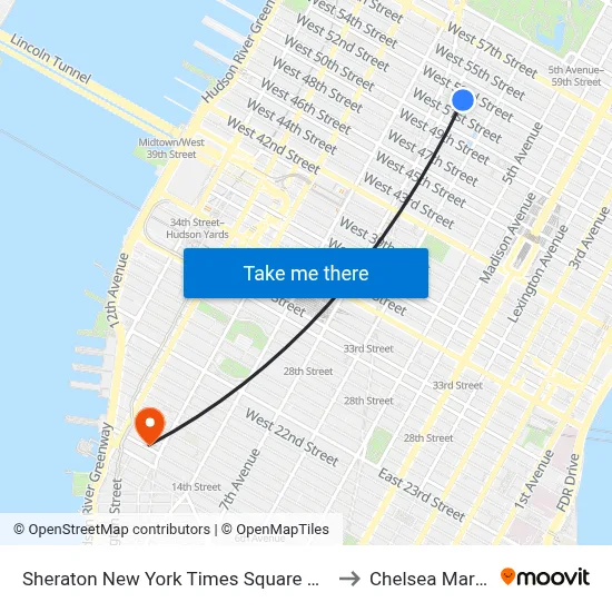 Sheraton New York Times Square Hotel to Chelsea Market map