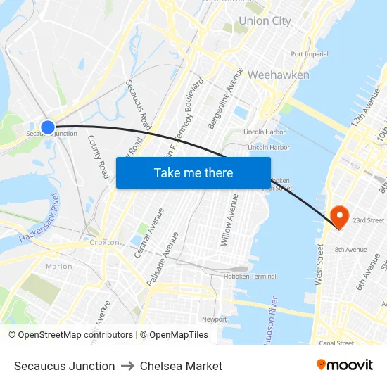Secaucus Junction to Chelsea Market map