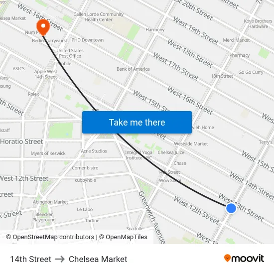 14th Street to Chelsea Market map