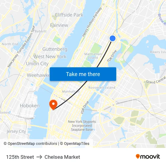 125th Street to Chelsea Market map
