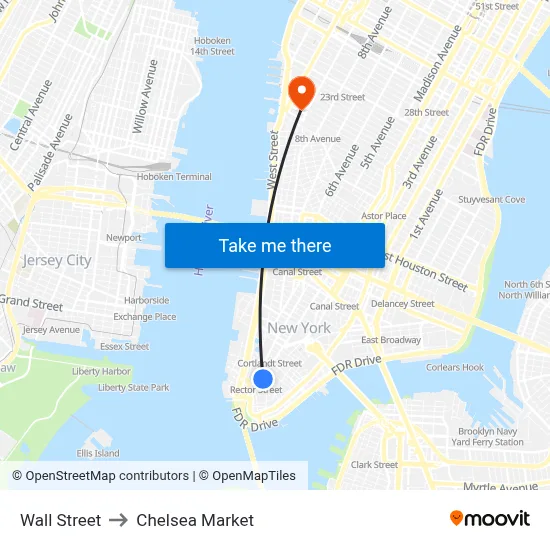 Wall Street to Chelsea Market map