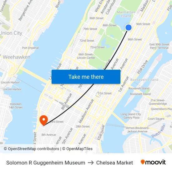 Solomon R Guggenheim Museum to Chelsea Market map