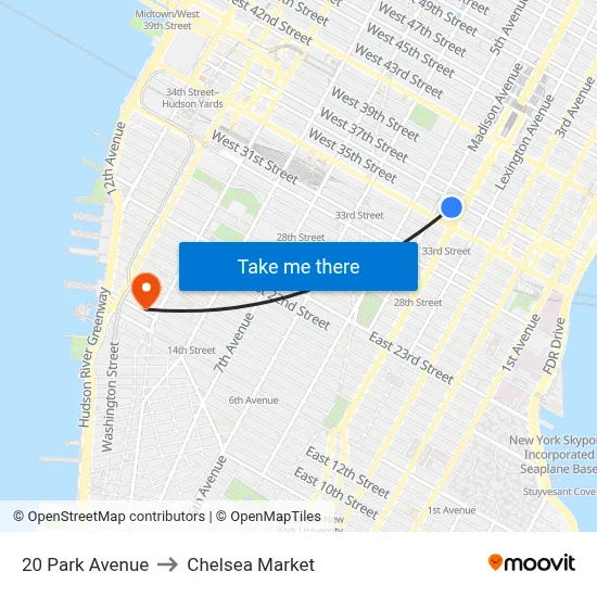 20 Park Avenue to Chelsea Market map