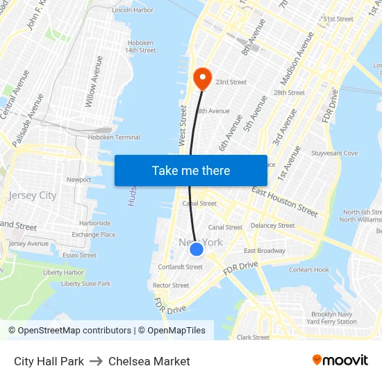 City Hall Park to Chelsea Market map