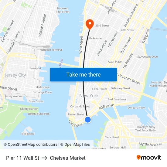 Pier 11 Wall St to Chelsea Market map