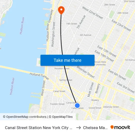Canal Street Station New York City Subway to Chelsea Market map