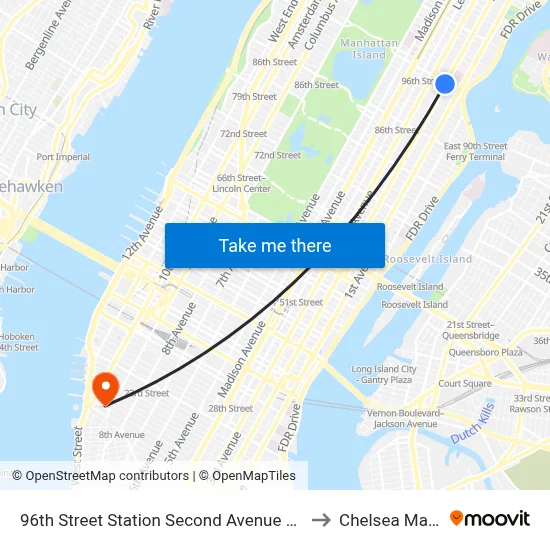 96th Street Station Second Avenue Subway to Chelsea Market map
