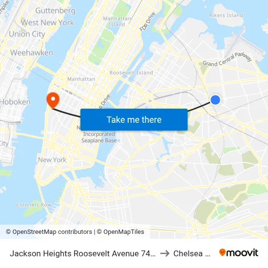 Jackson Heights Roosevelt Avenue 74th Street Station to Chelsea Market map