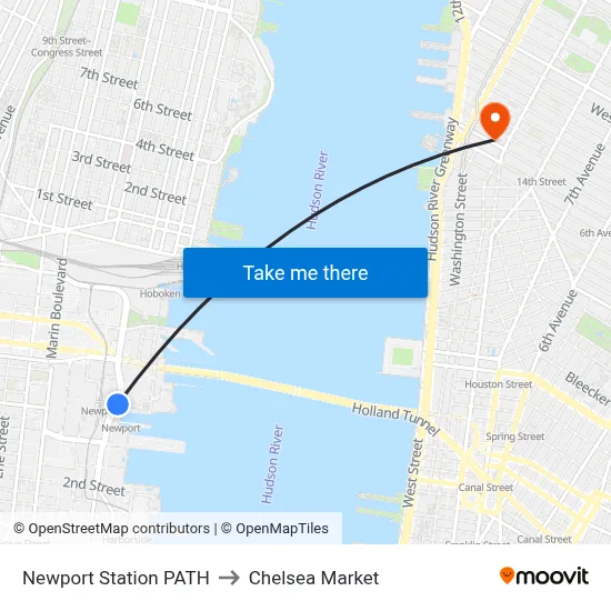 Newport Station PATH to Chelsea Market map