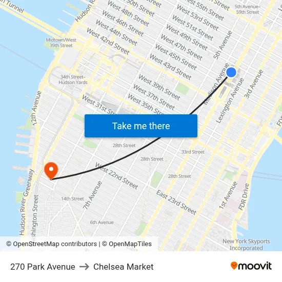270 Park Avenue to Chelsea Market map