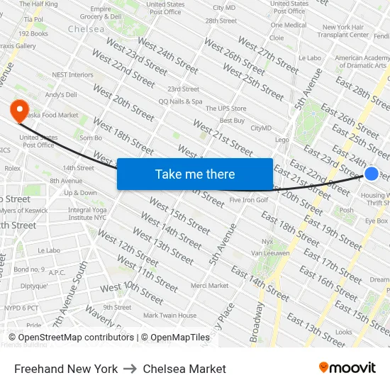 Freehand New York to Chelsea Market map
