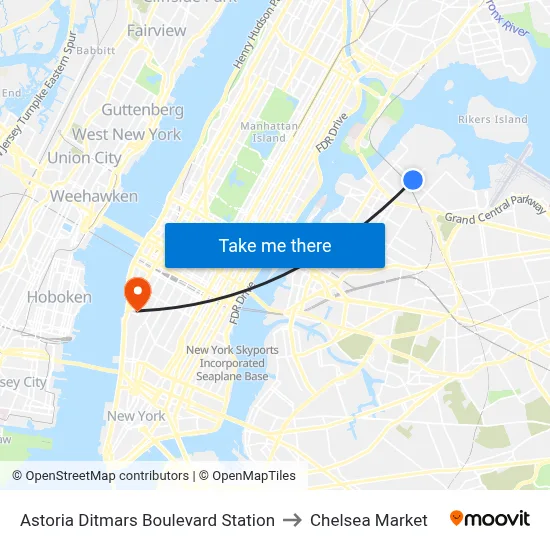 Astoria Ditmars Boulevard Station to Chelsea Market map