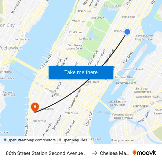 86th Street Station Second Avenue Subway to Chelsea Market map