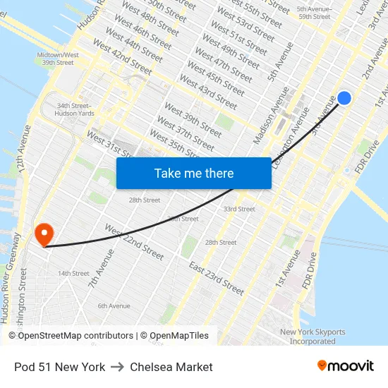 Pod 51 New York to Chelsea Market map