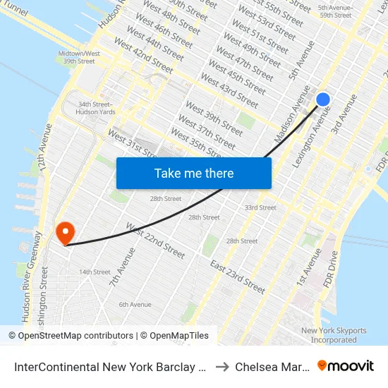 InterContinental New York Barclay Hotel to Chelsea Market map