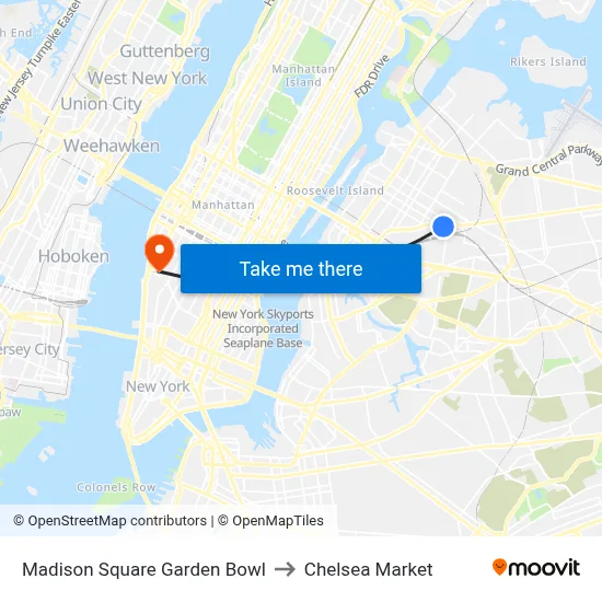 Madison Square Garden Bowl to Chelsea Market map