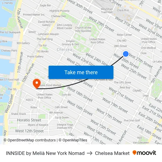 INNSIDE by Melià New York Nomad to Chelsea Market map