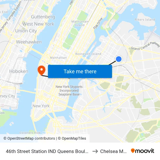 46th Street Station IND Queens Boulevard Line to Chelsea Market map