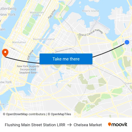 Flushing Main Street Station LIRR to Chelsea Market map