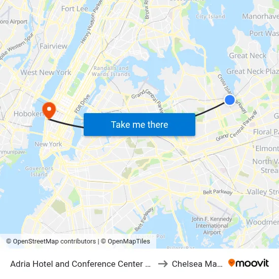 Adria Hotel and Conference Center Queens to Chelsea Market map