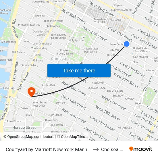 Courtyard by Marriott New York Manhattan Chelsea to Chelsea Market map