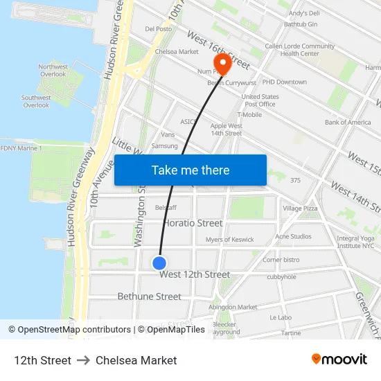 12th Street to Chelsea Market map