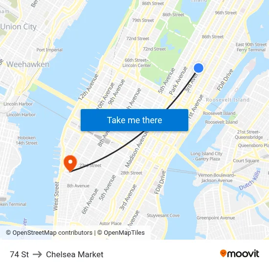 74 St to Chelsea Market map