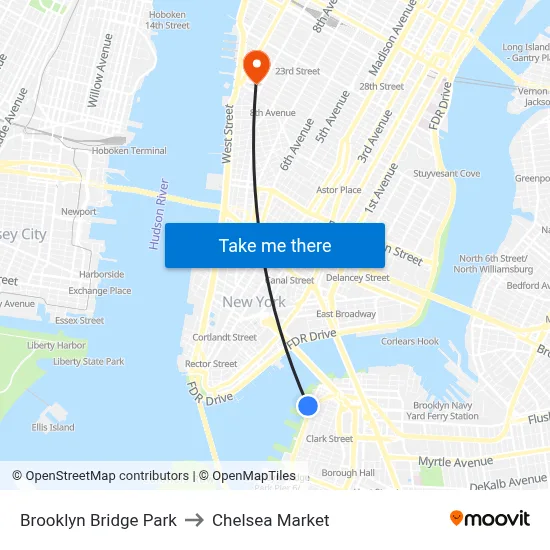 Brooklyn Bridge Park to Chelsea Market map