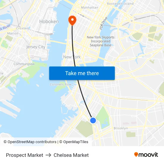 Prospect Market to Chelsea Market map