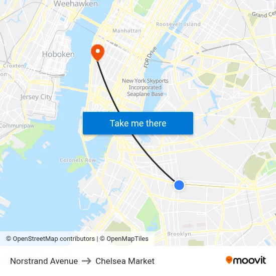 Norstrand Avenue to Chelsea Market map