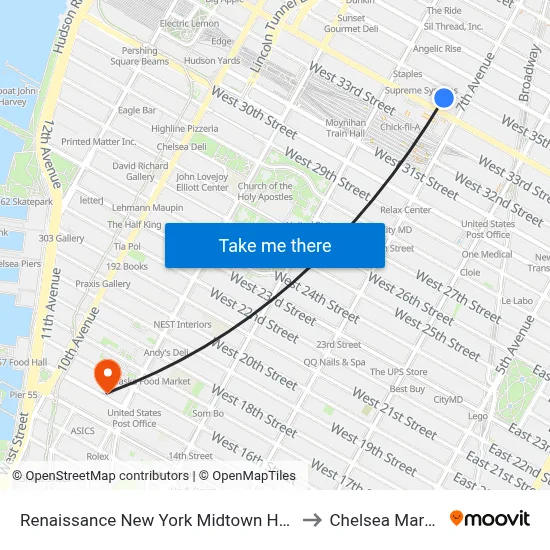 Renaissance New York Midtown Hotel to Chelsea Market map