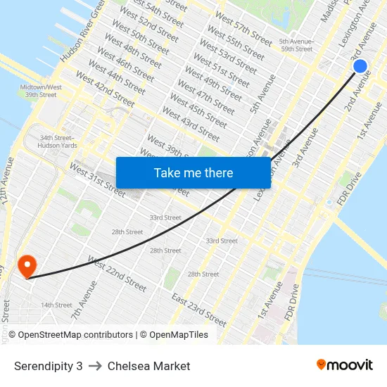 Serendipity 3 to Chelsea Market map