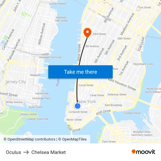 Oculus to Chelsea Market map