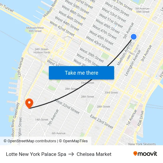 Lotte New York Palace Spa to Chelsea Market map