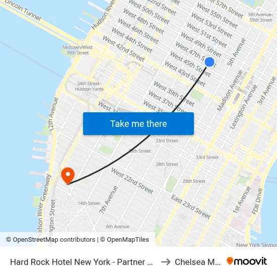 Hard Rock Hotel New York - Partner Of All Accor to Chelsea Market map