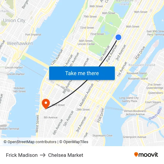 Frick Madison to Chelsea Market map