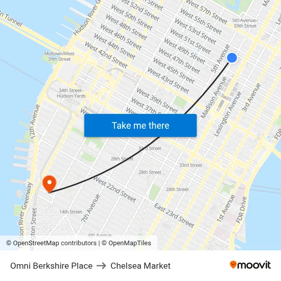 Omni Berkshire Place to Chelsea Market map