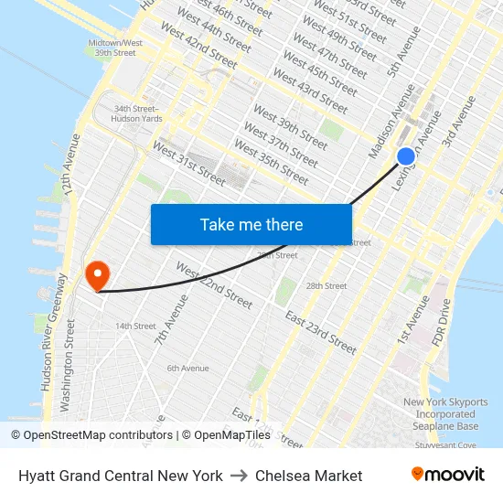 Hyatt Grand Central New York to Chelsea Market map