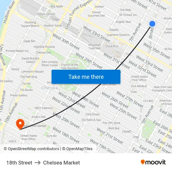 18th Street to Chelsea Market map