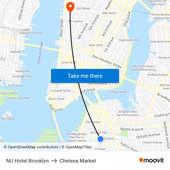 NU Hotel Brooklyn to Chelsea Market map