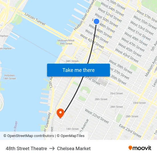 48th Street Theatre to Chelsea Market map