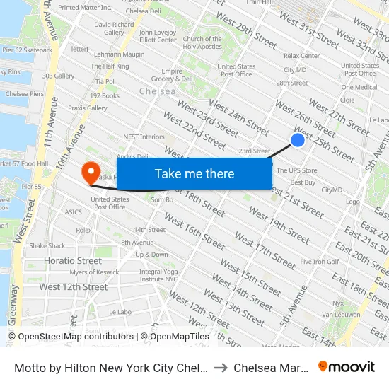 Motto by Hilton New York City Chelsea to Chelsea Market map