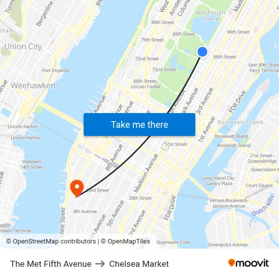 The Met Fifth Avenue to Chelsea Market map