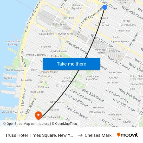 Truss Hotel Times Square, New York to Chelsea Market map